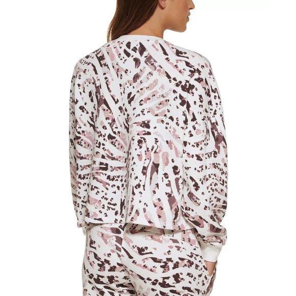 Calvin Klein Performance Women's Printed Crop Pullover Top White Size L MSRP $60 - Picture 4 of 5